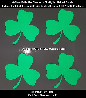 Reflective Firefighter Helmet 2  Clover Shamrock Decal Sticker Kit 4pc IAFF 0187 • $7.95