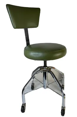 VTG 60s Industrial Workshop Mechanics Metal Vinyl Swivel Chair Stool USA • $219.99