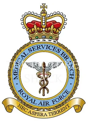 RAF MEDICAL SERVICES BRANCH CREST ON A METAL SIGN 5 X 7 INCHES. • £6.99