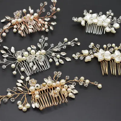 Pearls Wedding Hair Vine Crystal Bridal Accessories Diamante Headpiece • £4.97