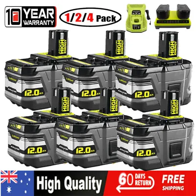 18V 12Ah Lithium Battery For Ryobi P108 ONE+ Plus P104 P102 P107 RB18L50 Charger • $184.99