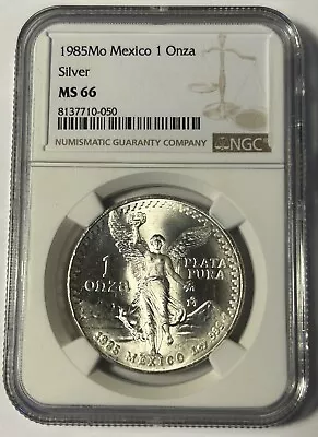 1985 Mexican Libertad .999 Silver  1 Oz MS66 NGC Graded NICE LUSTER • $68.95