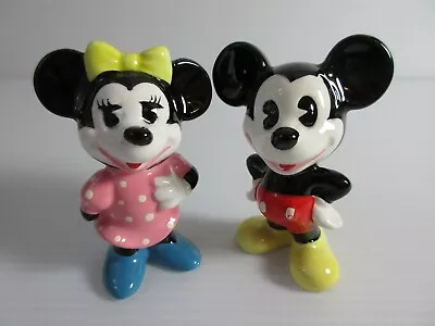 Vintage Ceramic Walt Disney-Mickey And Minnie Mouse Figurines Japan 2.75” • $7.50
