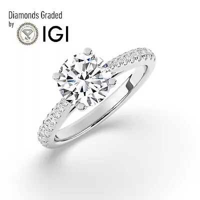 Round Solitaire 950 Platinum Engagement Ring 2 Ct Lab-grown IGI Certified • $2084