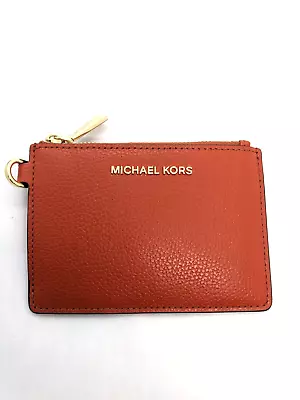 MICHAEL KORS Mercer Leather Card Case Cardholder Wallet - ORANGE • $45