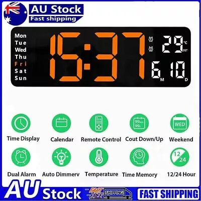 Digital Large Big Jumbo LED Wall Desk Clock Display W/ Calendar Temperature AU • $33.89