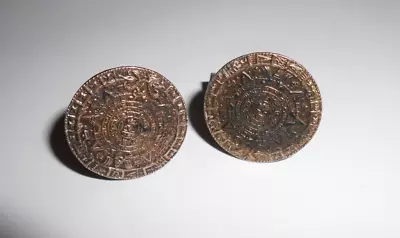 Mexico Sterling / 10k Gold  Aztec Calendar  Cufflinks.  • $36