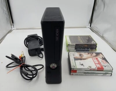 $50 • Buy Microsoft Xbox 360 Slim 250GB Console + 3 Games & Cords *Tested* *No Controller*