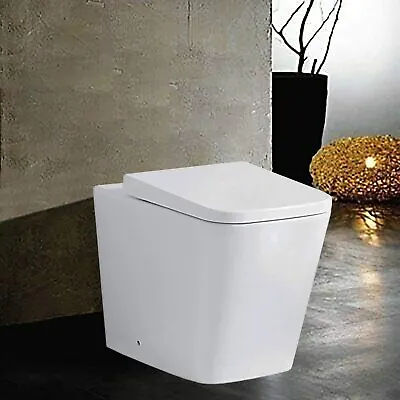 Square Back To Wall BTW Toilet Soft Close Seat WC Pan & Concealed Cistern Modern • £149.99