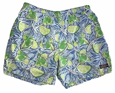 Vineyard Vines Men's Green Limes Chappy Swim Trunks Drawstring Shorts - Size XXL • $15