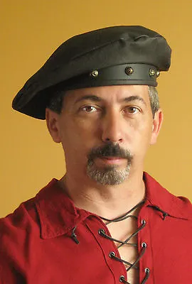 Medieval Celtic Renaissance SCA Larp Tudor Beret Leather Hat  • $65.49