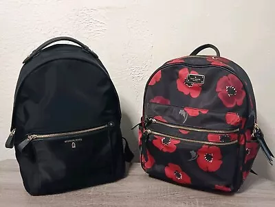 Lot Of 2 Kate Spade Floral Nwot Michael Kors Black Large Medium Backpacks $349 • $175