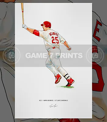 Mark McGwire St Louis Cardinals Baseball Illustrated Print Poster Art 1998 Chase • $19