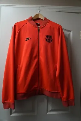 Nice Nike FCB FC Barcelona Football N98 Soccer Track Jacket Red Orange Sz Large • $34.99