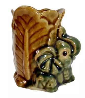 Majolica Style Lucky Elephant Planter/Pot/Vase Glazed Ceramic 4  Tall • $14