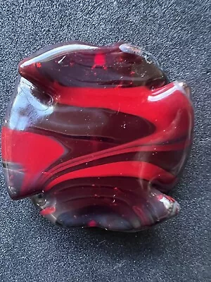 1x Czech Glass Lampwork Bead Focal 30-32mm Red Swirl Unique Cut Twist(Jb4270) • £2.94