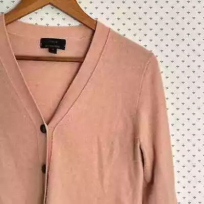 J. Crew Cardigan Sweater XS Light Pink Wool Cashmere Long Boyfriend Button • $14