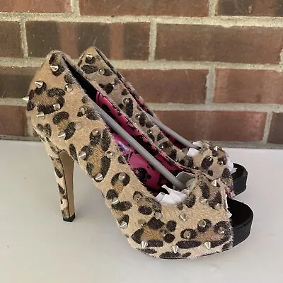 Abbey Dawn By Avril Lavigne Peep Toe Leopard Platform Sexy Pump US 7 M • $24.75