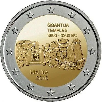 2016 Malta € 2 Euro Uncirculated UNC Coin  World Heritage: Ggantija Temples  • $7.65