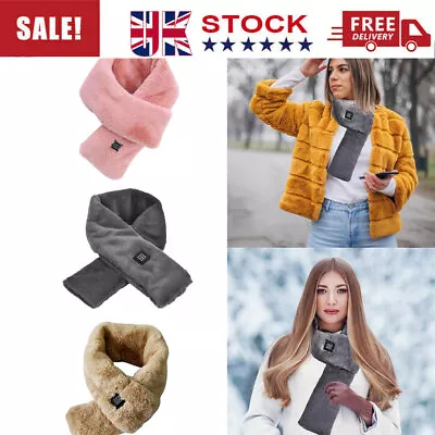 Unisex Winter Scarves Heated Scarf Heating Pad Warm Neck Wrap Faux Rabbit Fur UK • £11.99