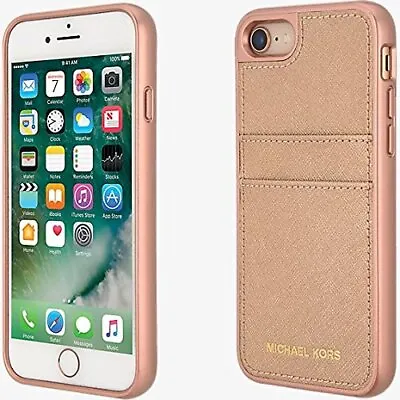 Michael Kors Saffiano Leather Pocket Case For Apple IPhone 7/8 - Rose Gold • $29.99