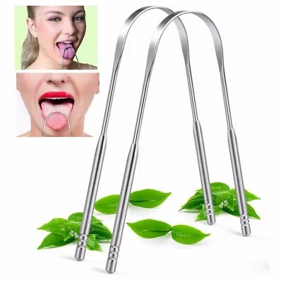 2-Pack Tongue Scraper Cleaner Stainless Steel Dental Fresh Breath Cleaning Oral • $6.25
