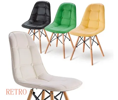 £32 • Buy Eiffel Dining Chairs Wooden Legs Home Kitchen Lounge Office Retro..