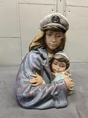 Large Retired LLADRO Daisa Bust FIGURINE Woman In Nautical Hat With Child 1980s • $400
