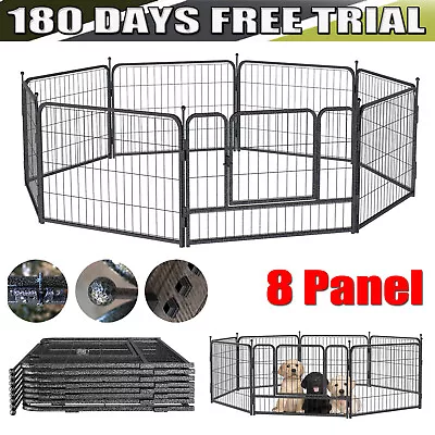 Pet Play Run Cage Dog Puppy Pen Rabbit Guinea Pig Black Metal Enclosure 8 Panel • £45.70