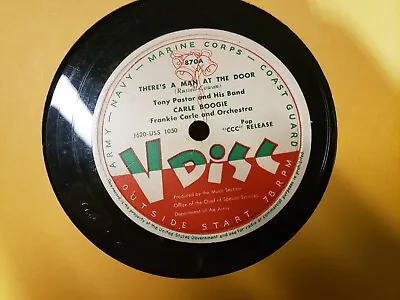 $25 • Buy 78 RPM Christmas V-Disc No.870 There's A Man At The Door Tony Pastor Carle Boogi