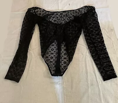  Victoria’s Secret  Bodysuit Black Lace Thong Size Medium Large  New With Tag • $34.95