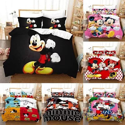 3D Mickey Mouse Cute Cartoon Bedding Single Double Quilt Duvet Cover Set Gifts • £46.39