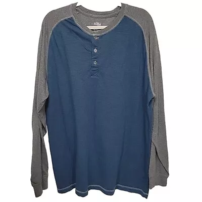 REDHEAD Mens 2XL Jersey Tshirt Raglan Long Sleeves Gray & Blue Henley Neck Line • $17.99