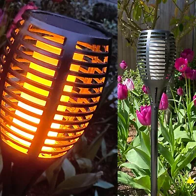 Flame Effect Solar Outdoor Lights Stake Garden Flickering LED Torch Lamp SL-9017 • £11.79