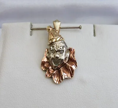 SUPERB MICHAEL ANTHONY 9CT THREE COLOUR GOLD LAUGHING CLOWN HEAD PENDANT - 1.7g • £79.99