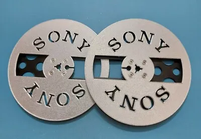 Sony Reel To Reel Tape Spools 7  (PAIR) 3D Printed (Plastic) Silver/black • £29.99
