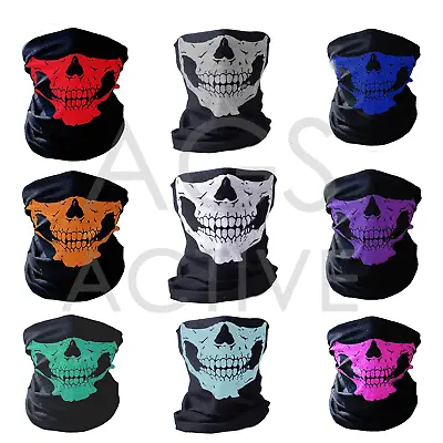 Skull Bandana Face Mask Tube Neck Gaiter Scarf Skeleton Motorcycle Headband Ski • $4.99