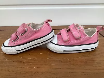 Baby Girl Converse All Star Trainers UK 3 EU 19 Toddler Pink Canvas • £2.99