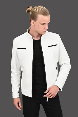 ALiN - White Leather Jacket Mens Sandor • $133.20