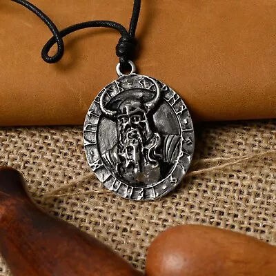 Odin Ragnarok Asatru Viking Thor God Silver Pewter Necklace Pendant Jewelry • $7.99