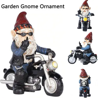 Garden Gnome Riding Motorcycle Gnome Indoor Outdoor Lawn Figurines Decoration • $13.99