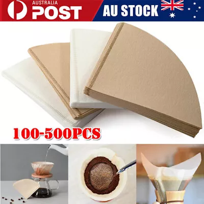 100PCS Coffee Filter Paper Cone Drip Paper V Shaped Espresso Coffee Strainer Bag • $9.83