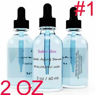 $7.99 • Buy 100% Pure HYALURONIC ACID SERUM Anti-Aging-Plumps Wrinkles-Intense Hydration-2oz