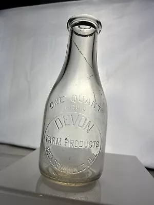 Vintage Rare Quart Milk Bottle DEVON FARM PRODUCTS From Bensenville Illinois • $17.99