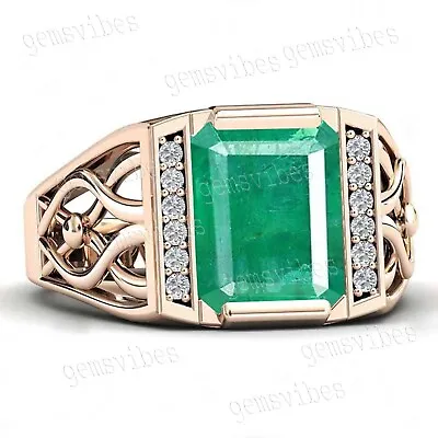 Statement Colombian Emerald Ring Antique Design 925 Silver Ring Men's Love Gift • $54.57