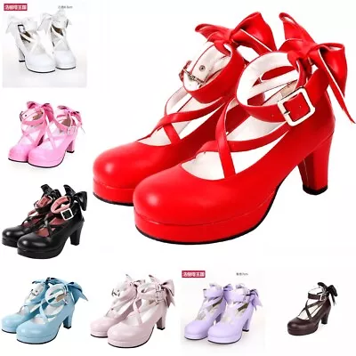 Puella Magi Madoka Magica Kaname Madoka Lolita High Heeled Shoes PU Round Head • $72.32