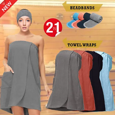 £18.99 • Buy Ladies Shower Wraps Towel Bath With Headband Super Soft Absorbent 100% Cotton