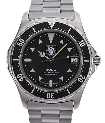 Vintage 37mm Men's Tag Heuer Black Dial Professional 2000 Watch Ref: 973.006! • $559.95