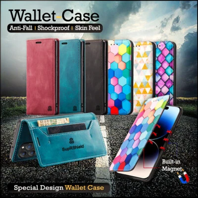 For IPhone 13 12 11 14 Pro Max 6 7 8 Plus XR X SE Wallet Case Leather Flip Cover • $9.95