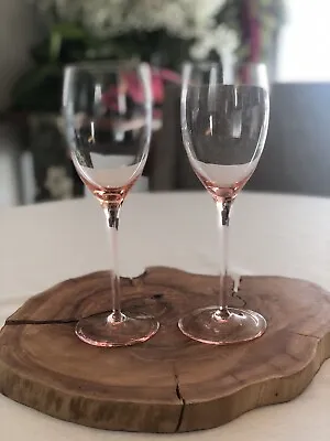 MIKASA ELITE PINK CRYSTAL WINE GLASSES 9” Set Of 2 Pink Barware • $48